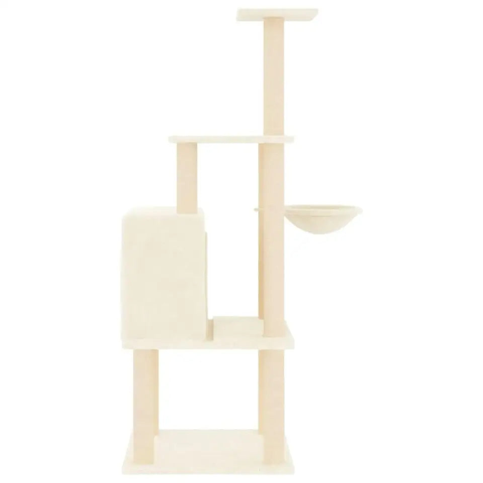 1.3 Metre Beige Cat Tree with Plush Condo, Basket & Perches
