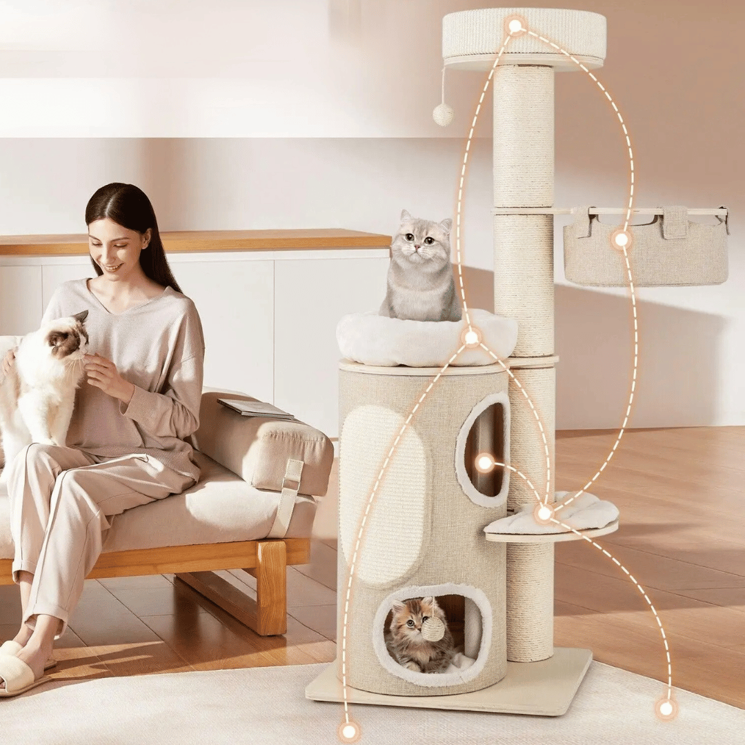 1.5 Metre Cat Tree Tower with 2-Storey Condo, Plush Perches & Scratching Post