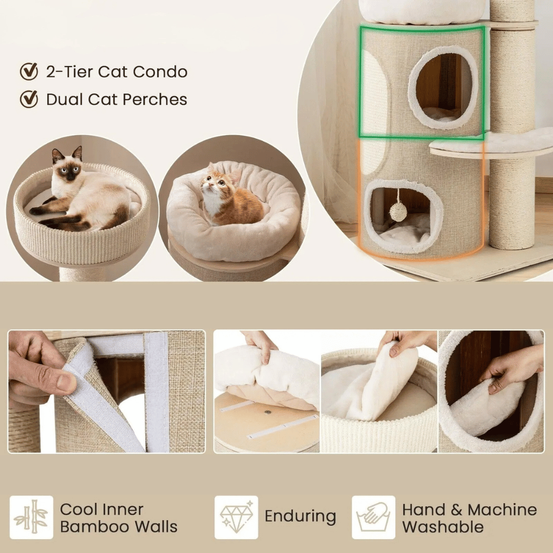 1.5 Metre Cat Tree Tower with 2-Storey Condo, Plush Perches & Scratching Post