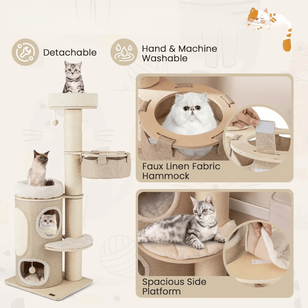 1.5 Metre Cat Tree Tower with 2-Storey Condo, Plush Perches & Scratching Post