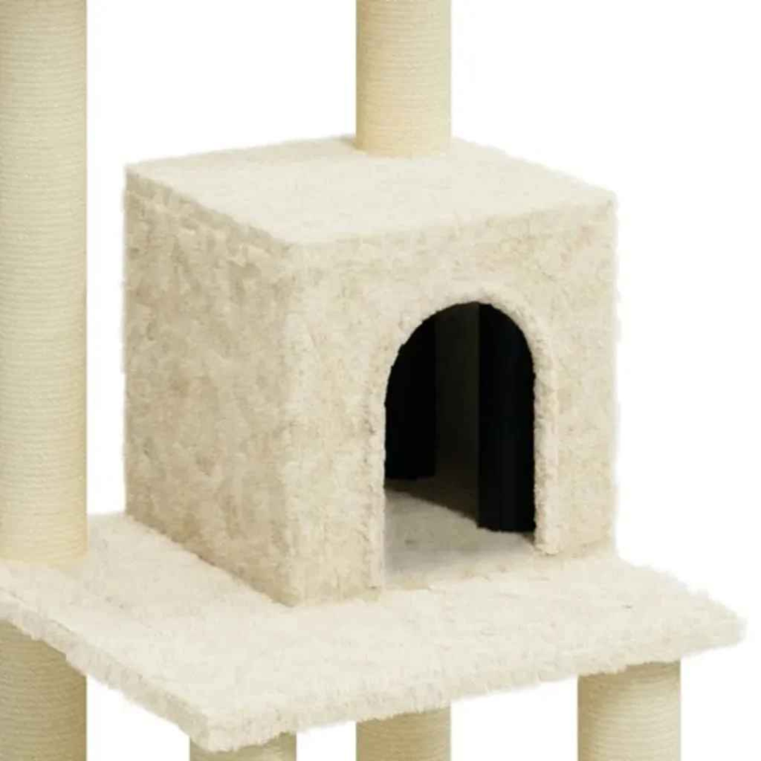 1 Metre Beige Cat Tree Tower with Plush Condo, Perches & Scratching Posts