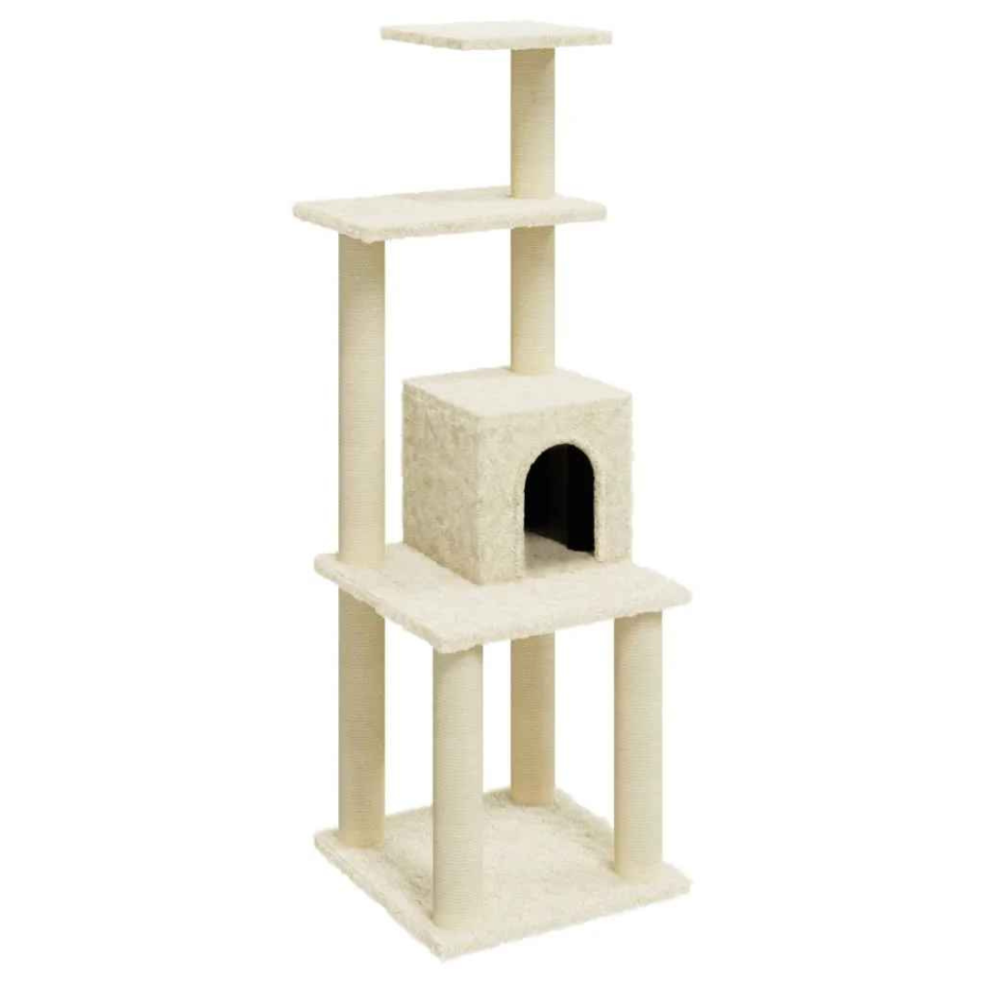 1 Metre Beige Cat Tree Tower with Plush Condo, Perches & Scratching Posts