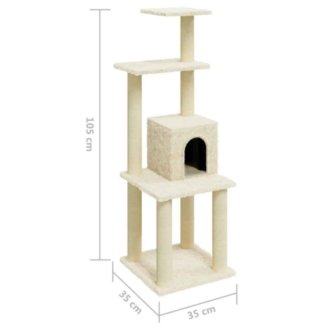 1 Metre Beige Cat Tree Tower with Plush Condo, Perches & Scratching Posts