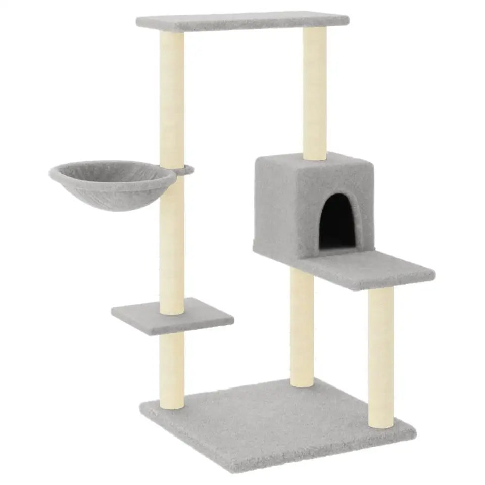1 Metre Light Grey Cat Tree with Plush Condo, Perches & Basket