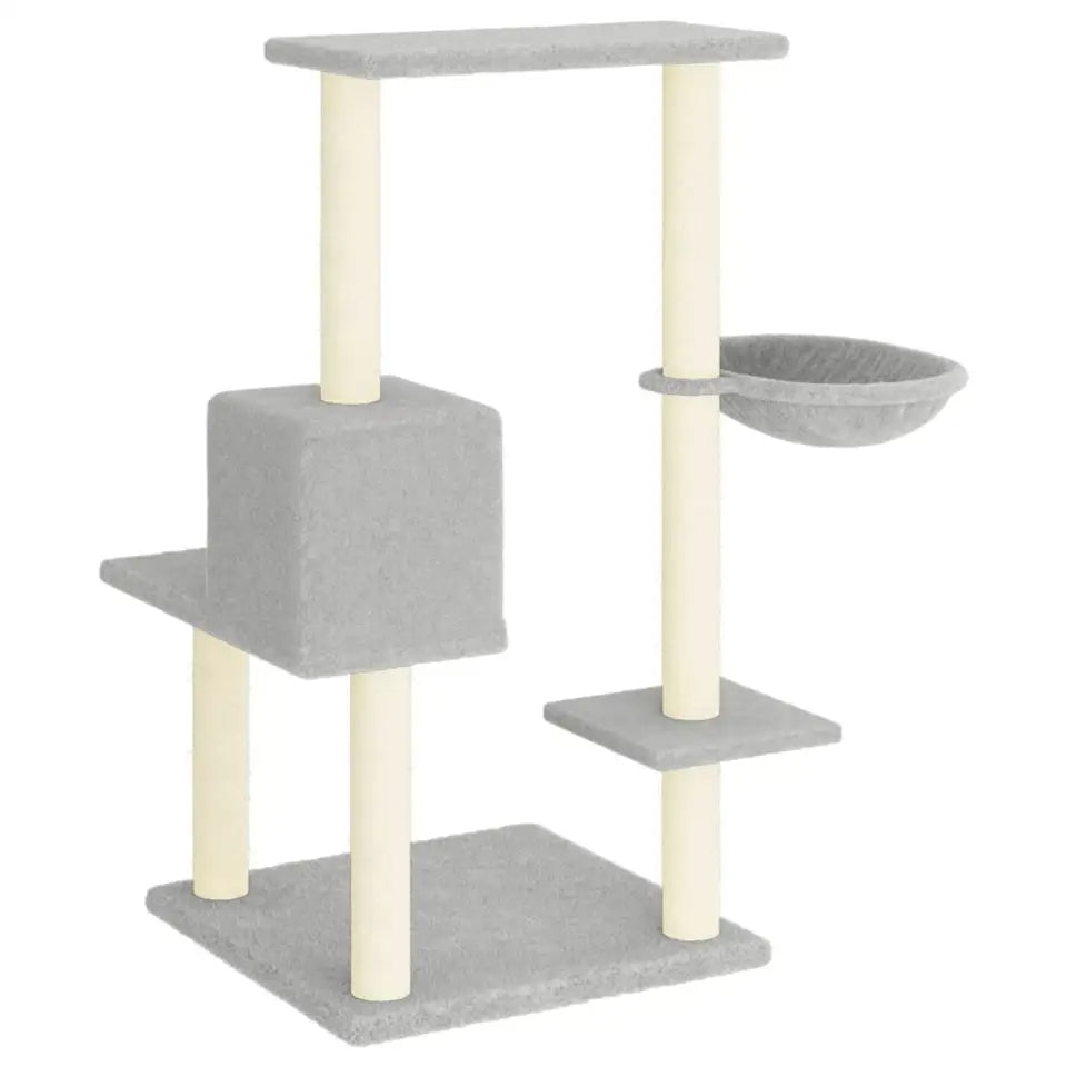 1 Metre Light Grey Cat Tree with Plush Condo, Perches & Basket