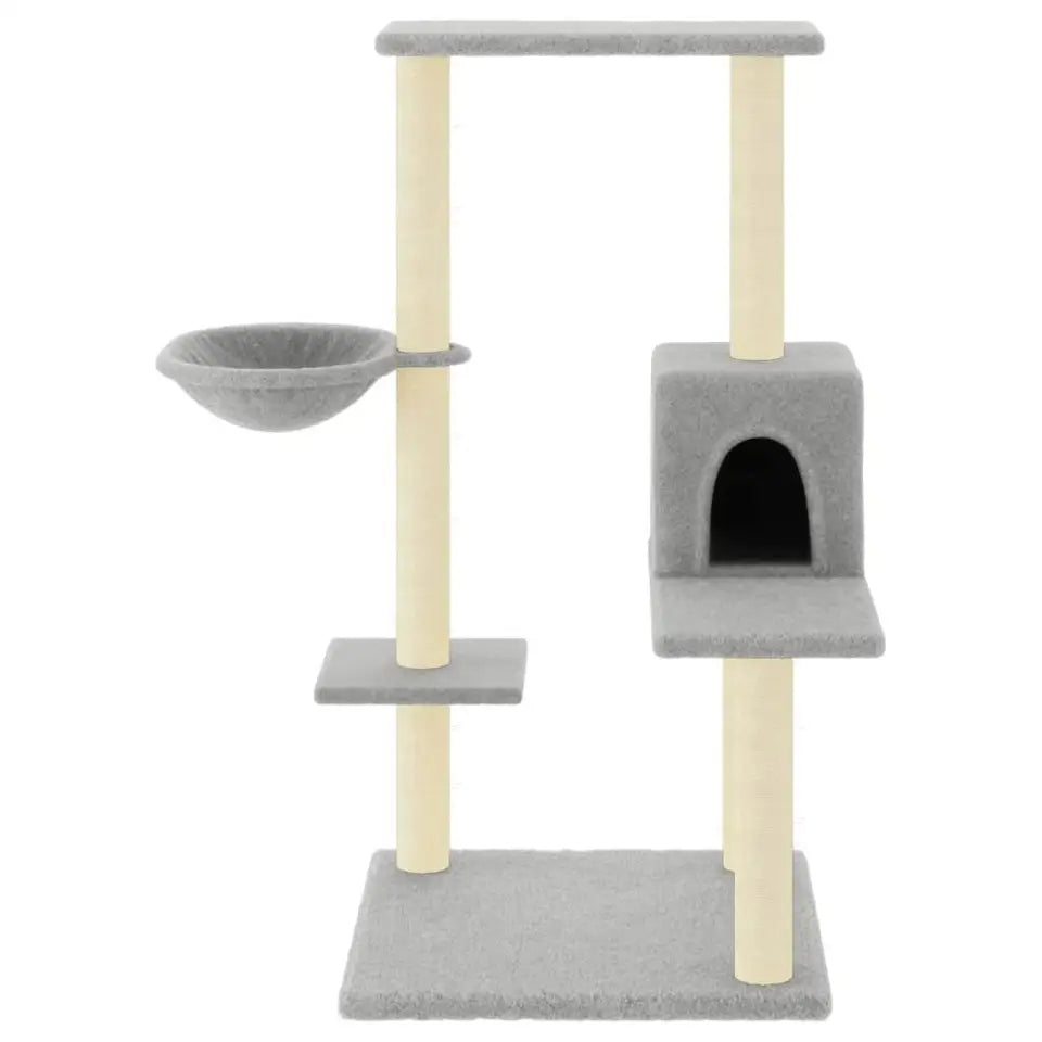 1 Metre Light Grey Cat Tree with Plush Condo, Perches & Basket