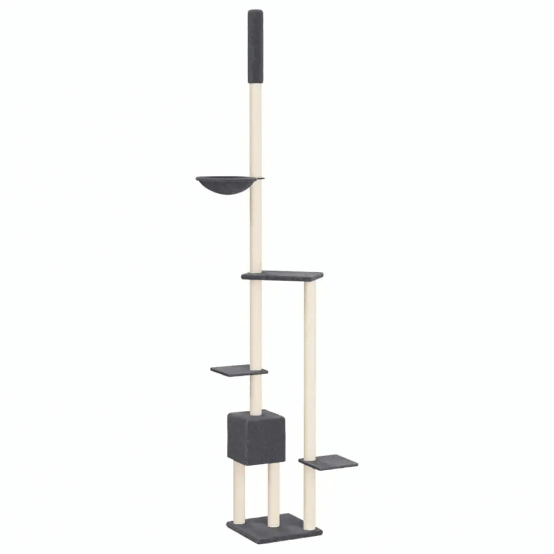 Floor-to-Ceiling Cat Tree Tower Scratching Posts with Plush Nest & Perches