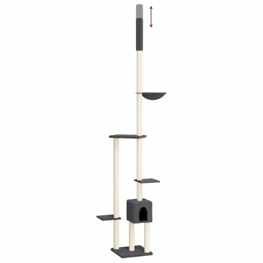 Floor-to-Ceiling Cat Tree Tower Scratching Posts with Plush Nest & Perches