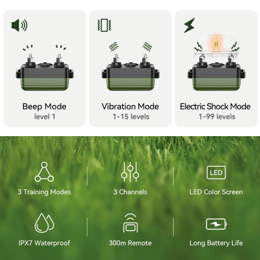 300m Smart Dog Training Collar & Remote Control | Waterproof & Rechargeable