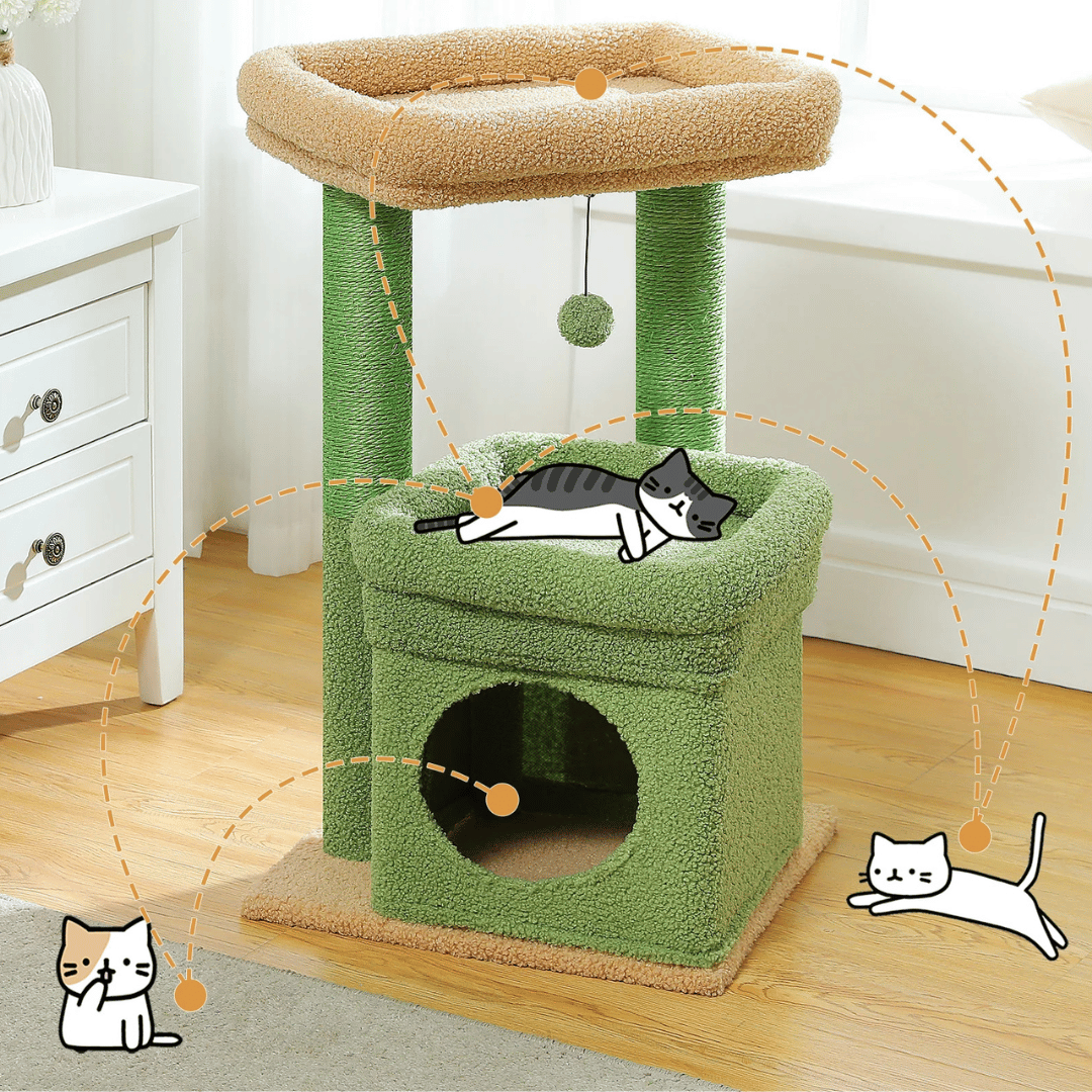 Soft Fleece Cat Tree with Bolstered Perches, Condo & Scratching Posts