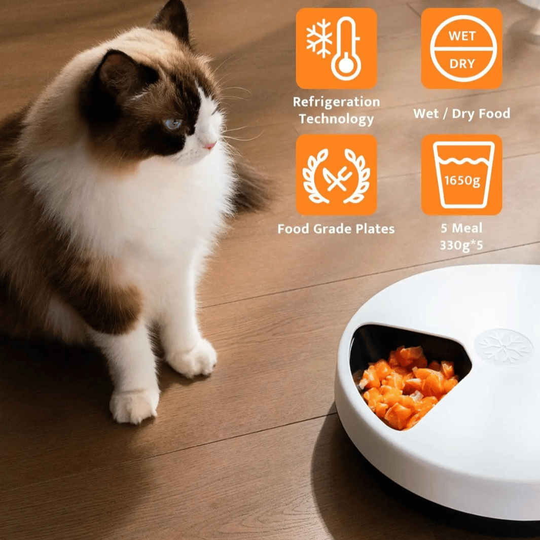 4-Meals Automatic Cat Feeder with Refrigeration & Timer