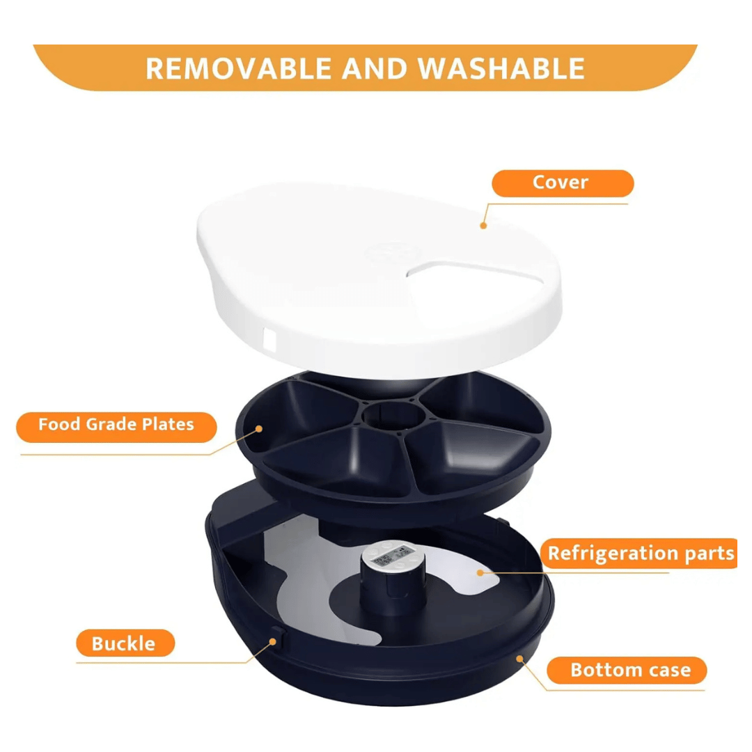 4-Meals Automatic Cat Feeder with Refrigeration & Timer