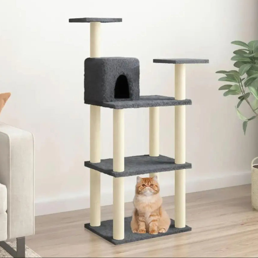 4ft Cat Tree with Plush Condo Hideaway, Multi-Level Perches & Scratching Posts