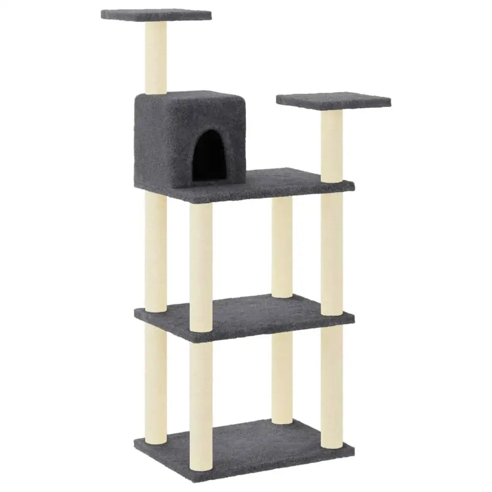 4ft Cat Tree with Plush Condo Hideaway, Multi-Level Perches & Scratching Posts