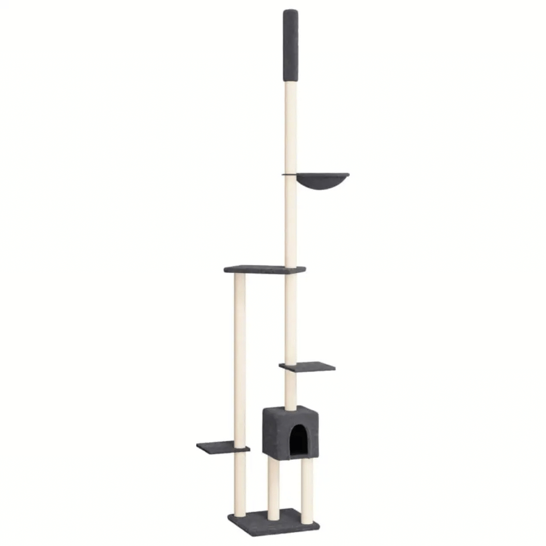 Floor-to-Ceiling Cat Tree Tower Scratching Posts with Plush Nest & Perches
