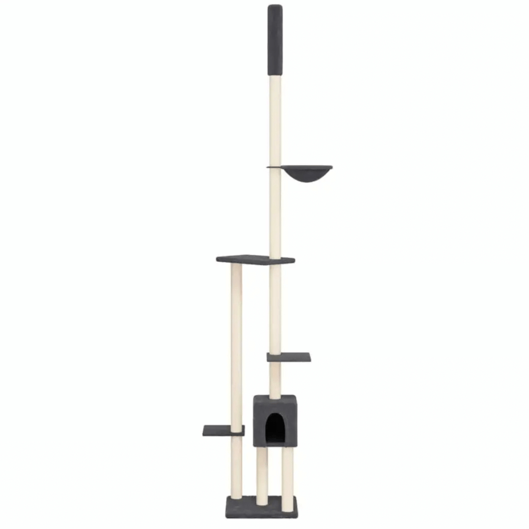 Floor-to-Ceiling Cat Tree Tower Scratching Posts with Plush Nest & Perches