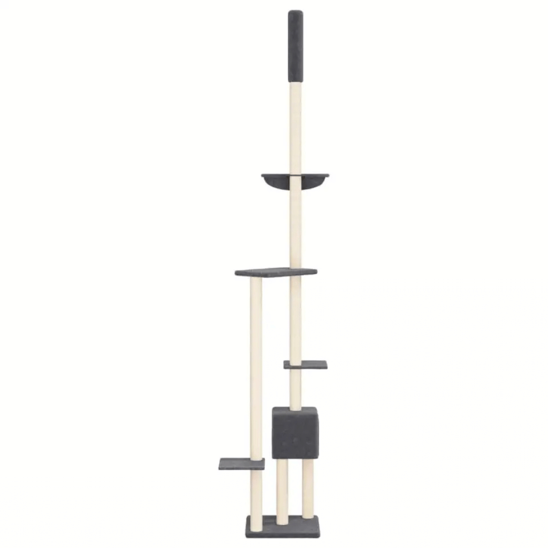 Floor-to-Ceiling Cat Tree Tower Scratching Posts with Plush Nest & Perches
