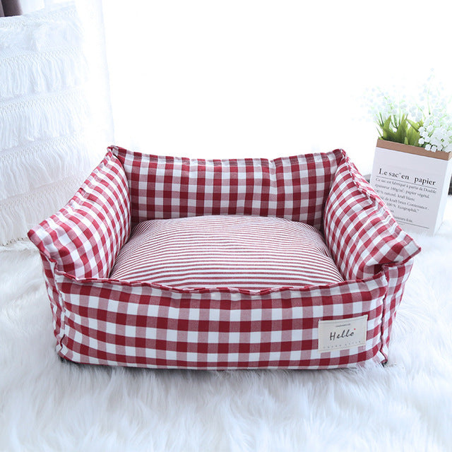 Checkered Pet Bed Sofa for Smaller Dogs & Cats