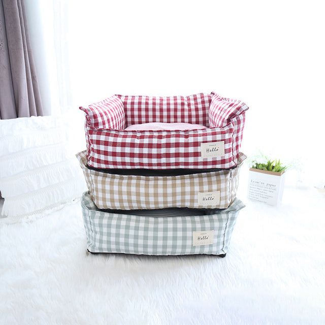 Checkered Pet Bed Sofa for Smaller Dogs & Cats