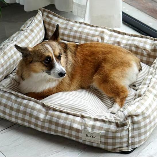 Checkered Pet Bed Sofa for Smaller Dogs & Cats