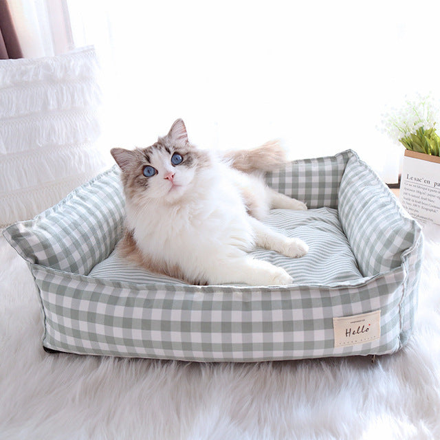 Checkered Pet Bed Sofa for Smaller Dogs & Cats
