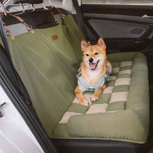 Chessboard-Pattern Comfy Car Seat Bed for Large Dogs