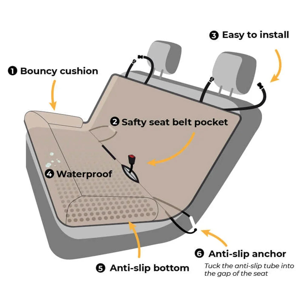 Chessboard-Pattern Comfy Car Seat Bed for Large Dogs