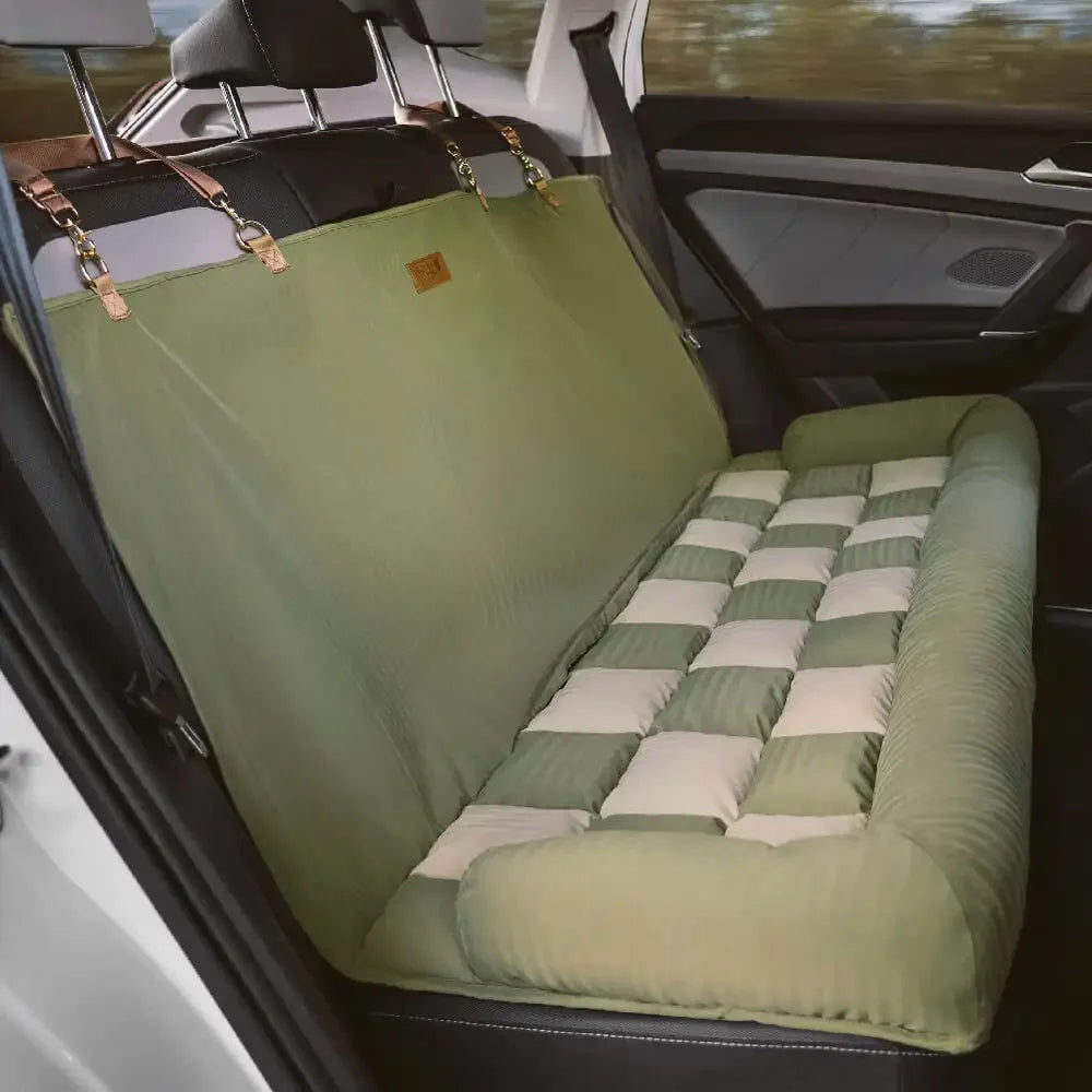 Chessboard-Pattern Comfy Car Seat Bed for Large Dogs