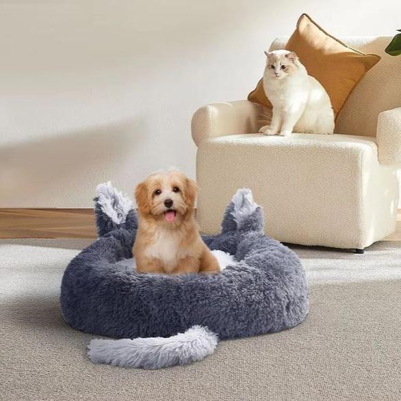 Cute Ears & Tail Plush Pet Bed for Small Dogs & Cats