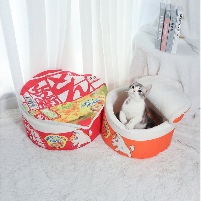 Cute Instant Noodle-Shaped Cat Bed