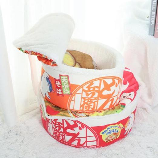 Cute Instant Noodle-Shaped Cat Bed