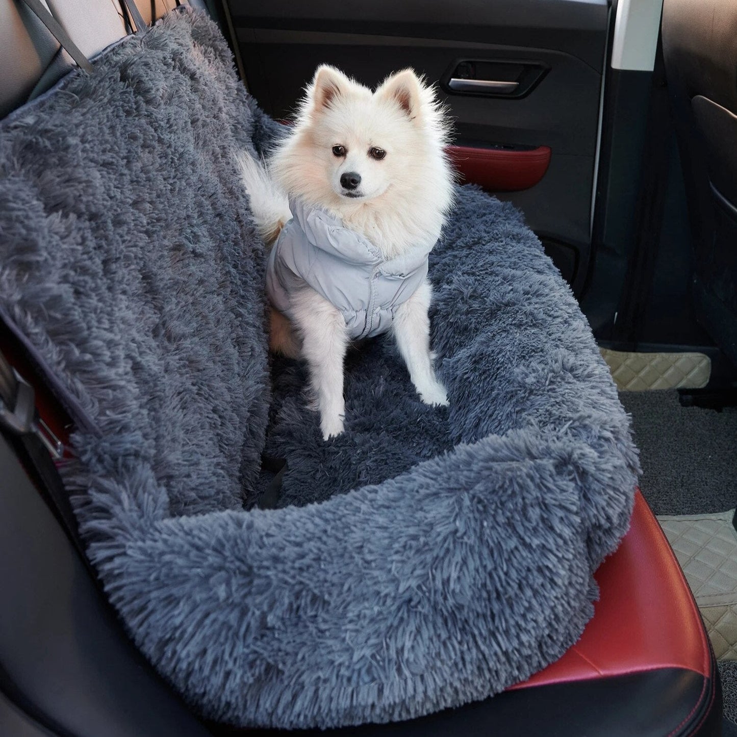 Fluffy Calming Dog Car Seat Bed