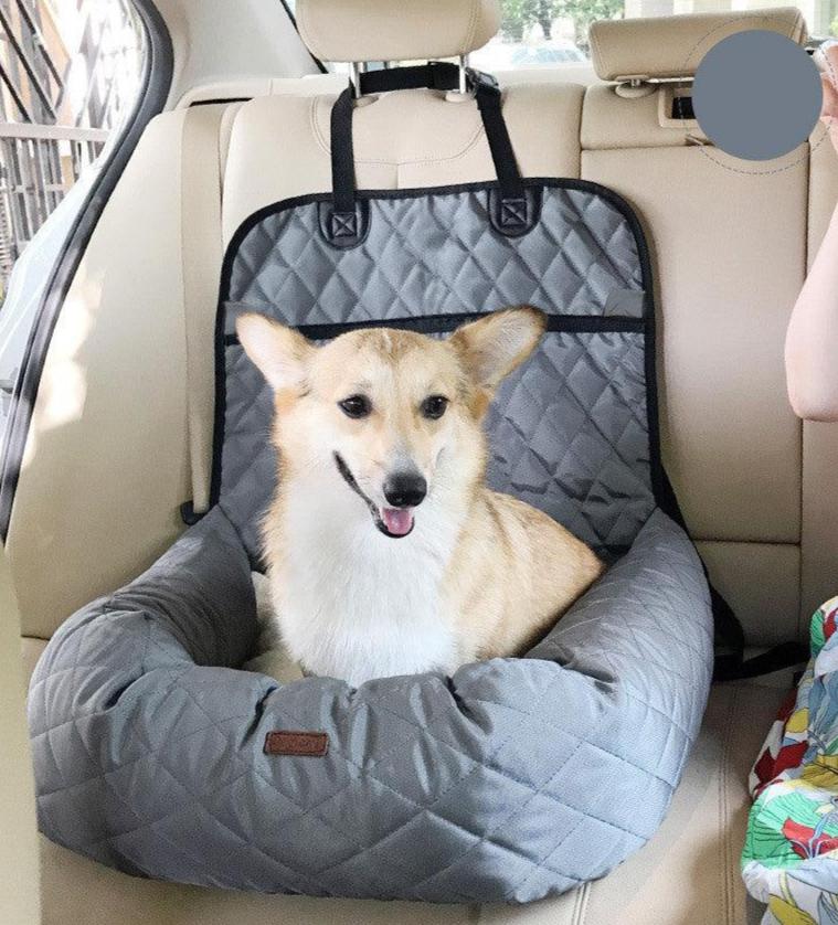 Foldable & Reversible Dog Car Seat & Padded Basket