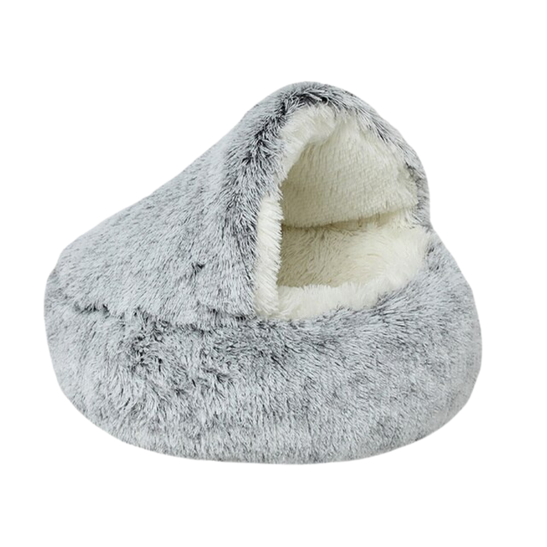 Furry Plush Cat Bed Nest Snuggle Cave
