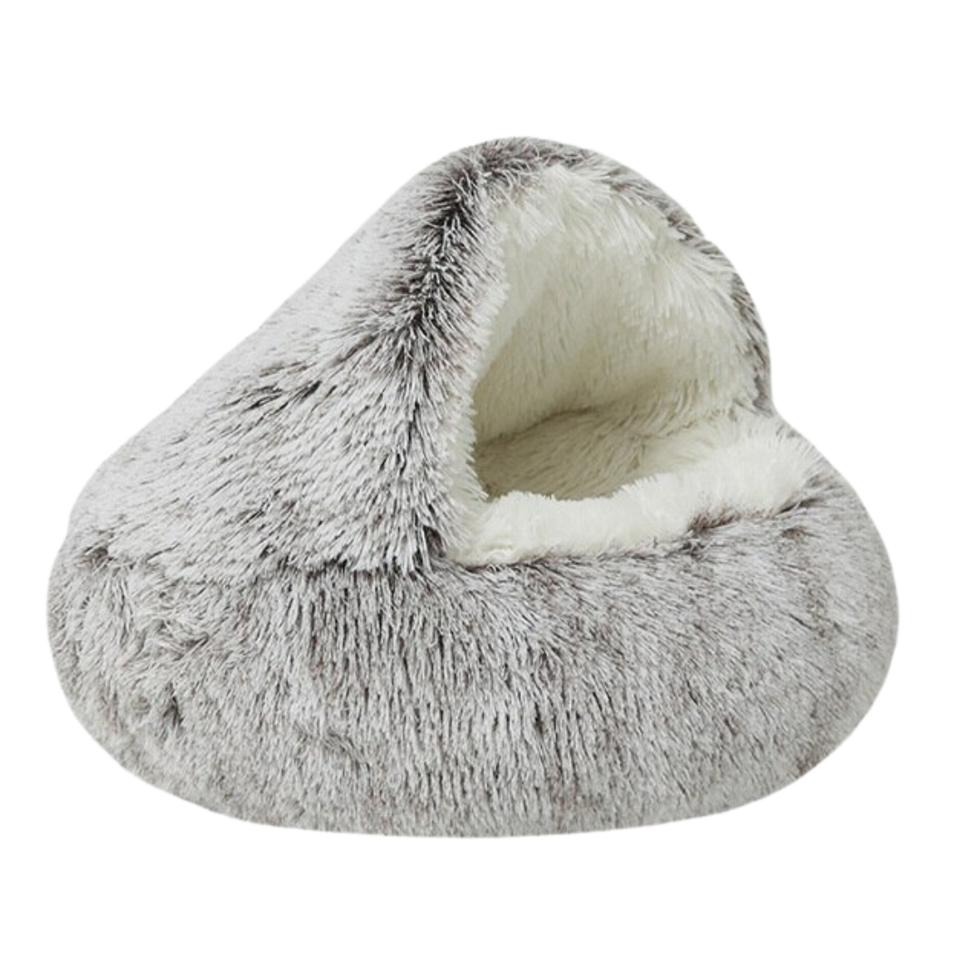 Furry Plush Cat Bed Nest Snuggle Cave