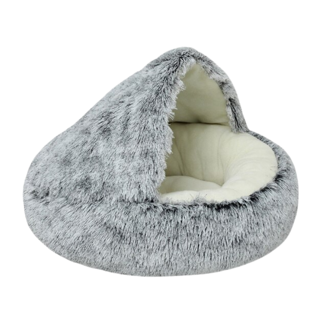 Furry Plush Cat Bed Nest Snuggle Cave