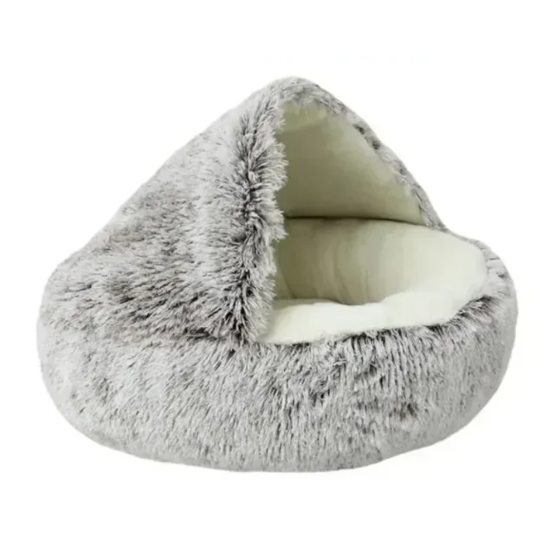 Furry Plush Cat Bed Nest Snuggle Cave