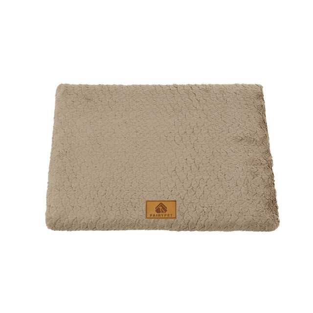 Short Plush Dog Bed Mat with Washable Zipped Cover