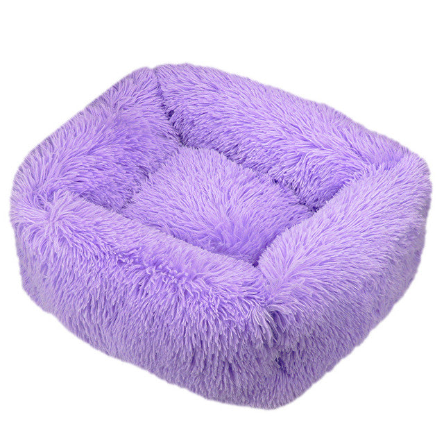 Square Furry Plush Calming Dog Bed with Washable Cover