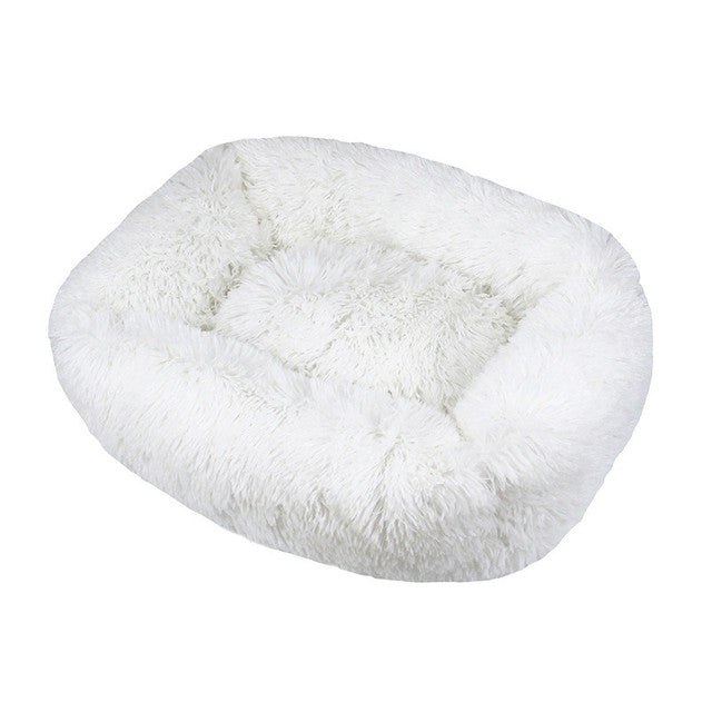 Square Furry Plush Calming Dog Bed with Washable Cover