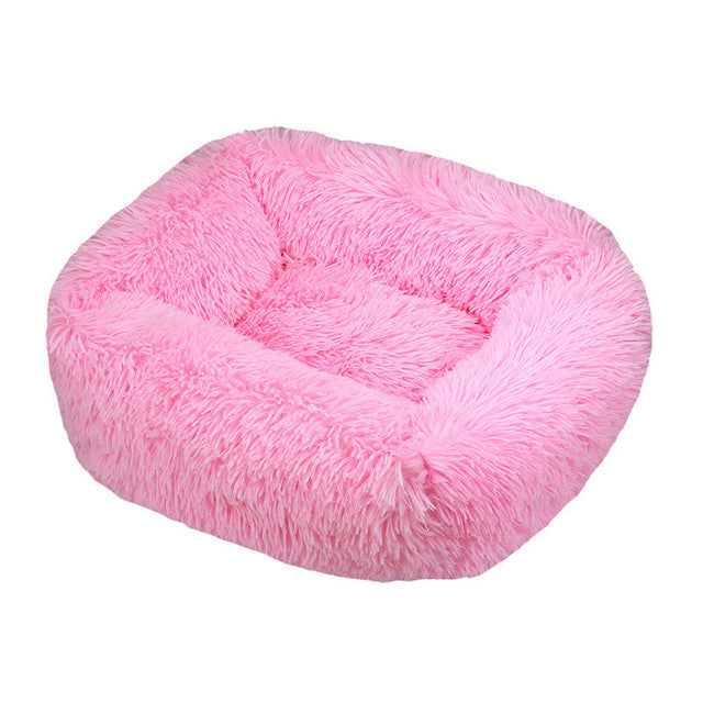 Square Furry Plush Calming Dog Bed with Washable Cover