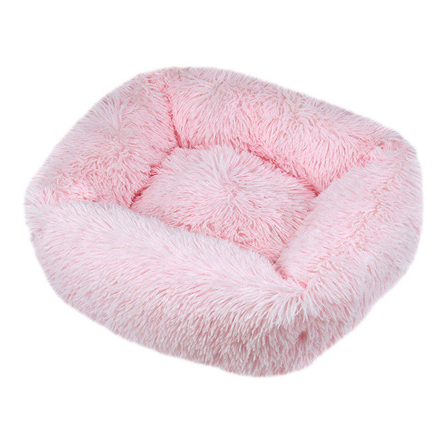Square Furry Plush Calming Dog Bed with Washable Cover