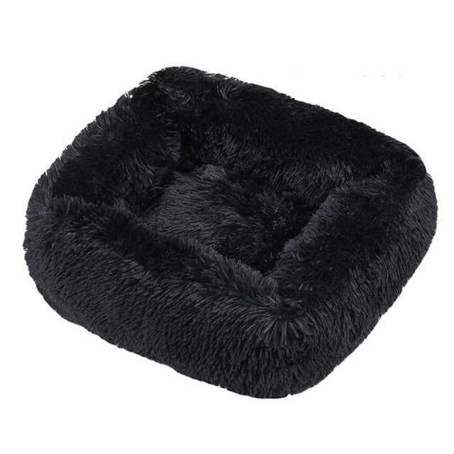 Square Furry Plush Calming Dog Bed with Washable Cover