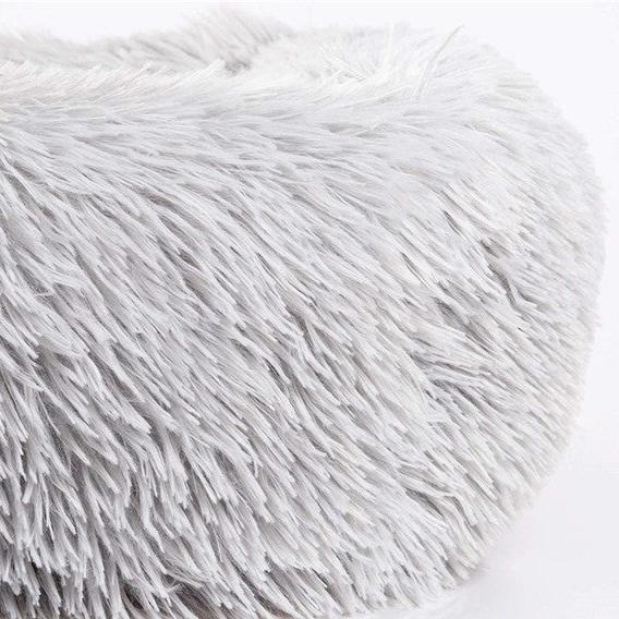Square Furry Plush Calming Dog Bed with Washable Cover