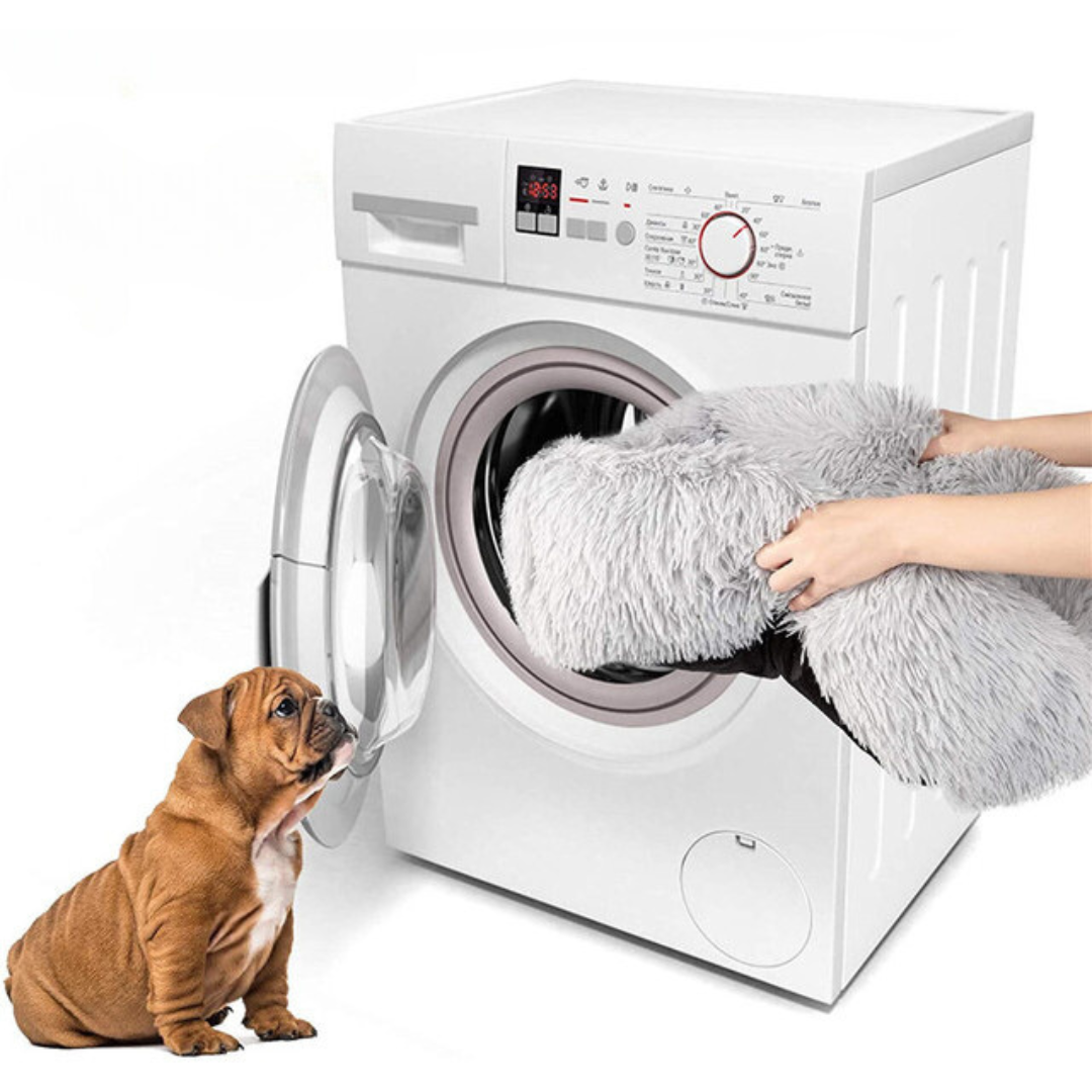 Square Furry Plush Calming Dog Bed with Washable Cover