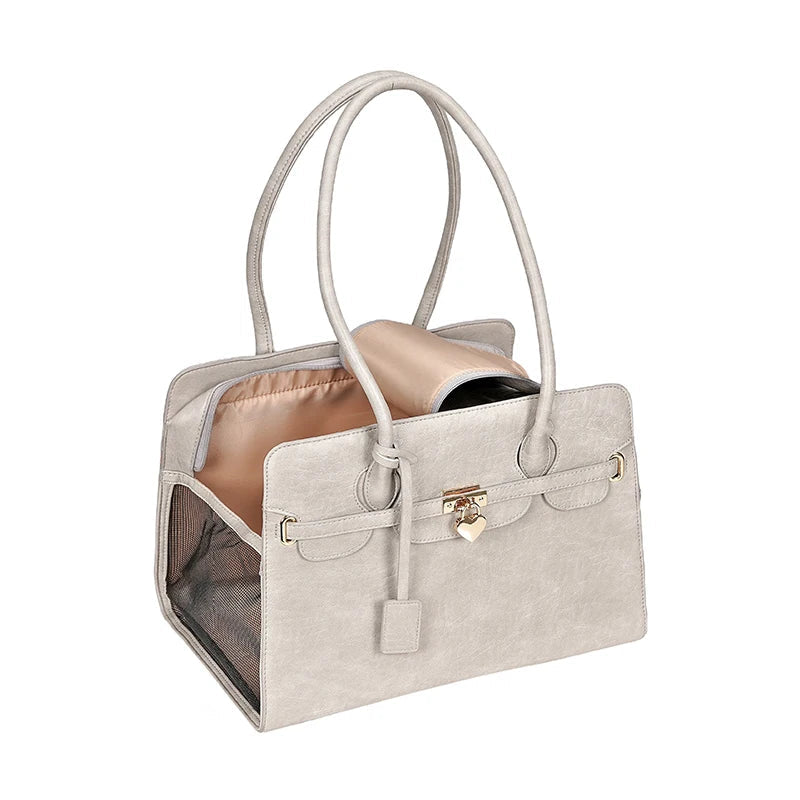 Stylish Faux Leather Dog Handbag