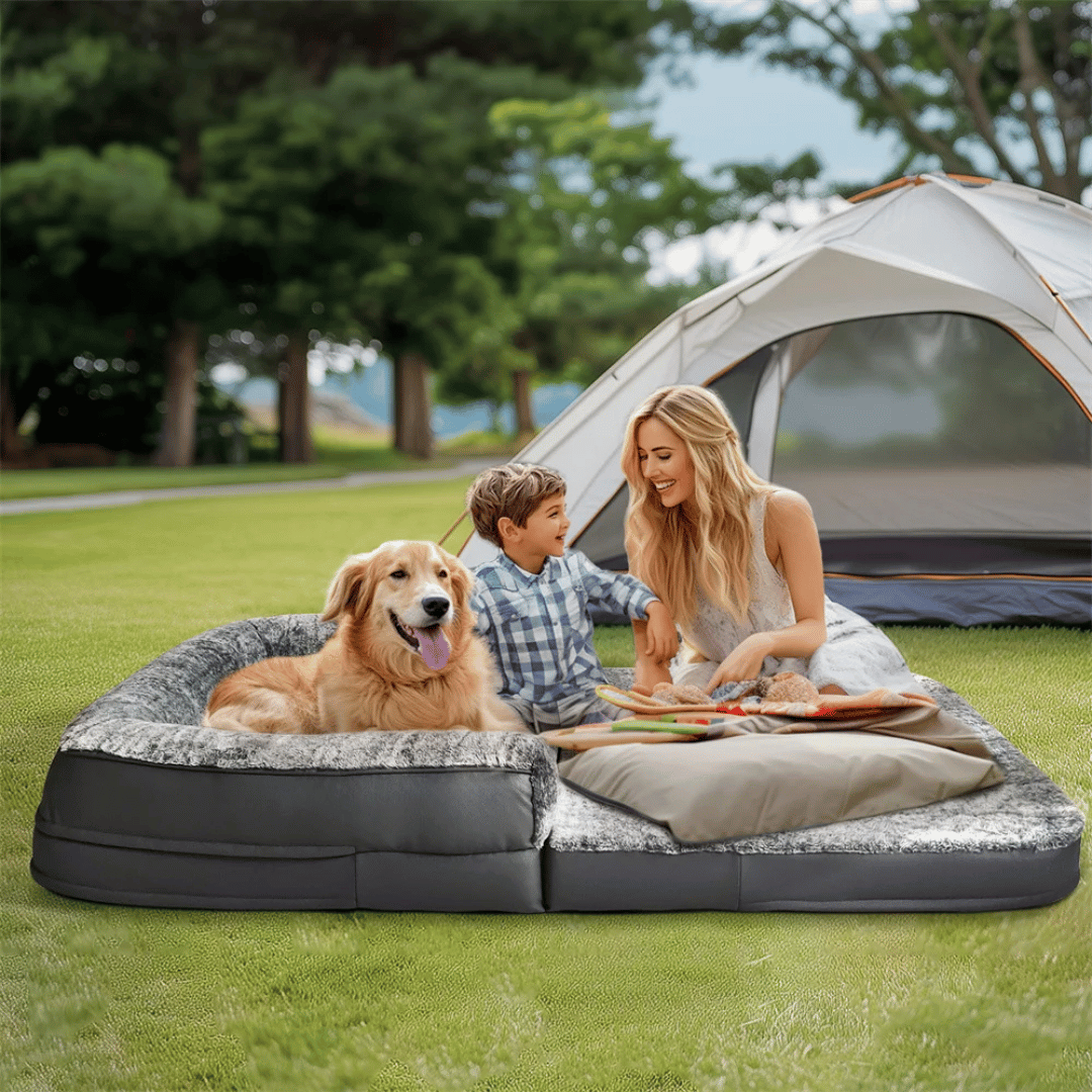 Anti-Anxiety Human Dog Bed | Foldable & Portable Calming Bolster Bed for Dogs & Owners
