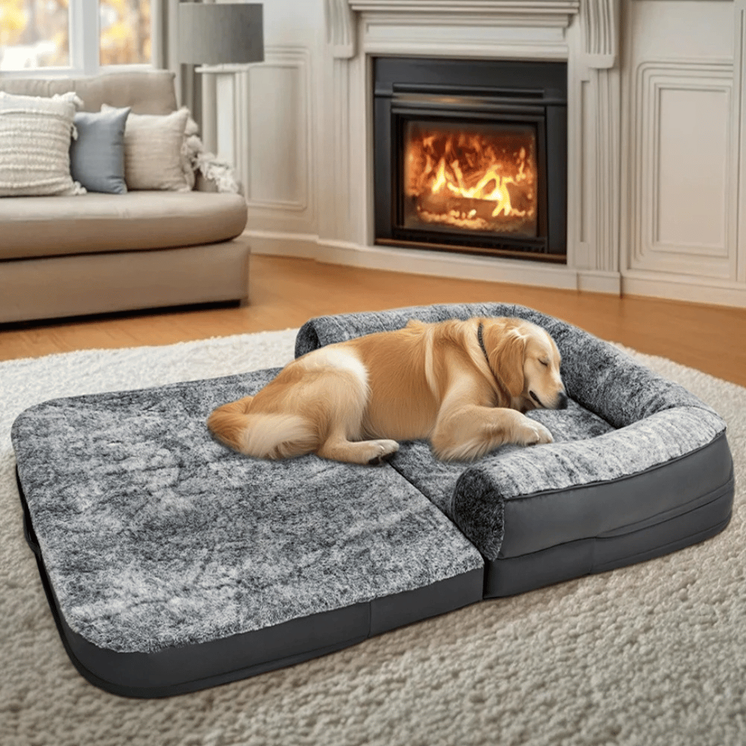 Anti-Anxiety Human Dog Bed | Foldable & Portable Calming Bolster Bed for Dogs & Owners