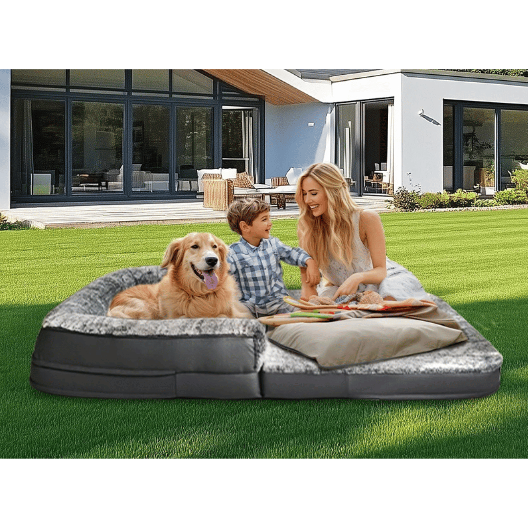 Anti-Anxiety Human Dog Bed | Foldable & Portable Calming Bolster Bed for Dogs & Owners