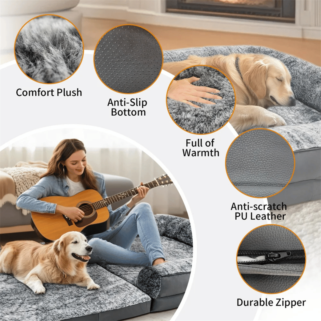 Anti-Anxiety Human Dog Bed | Foldable & Portable Calming Bolster Bed for Dogs & Owners
